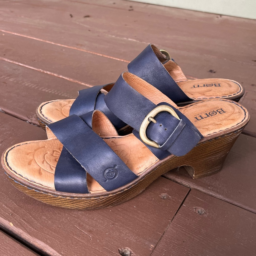 Born Blue Heeled Sandals
